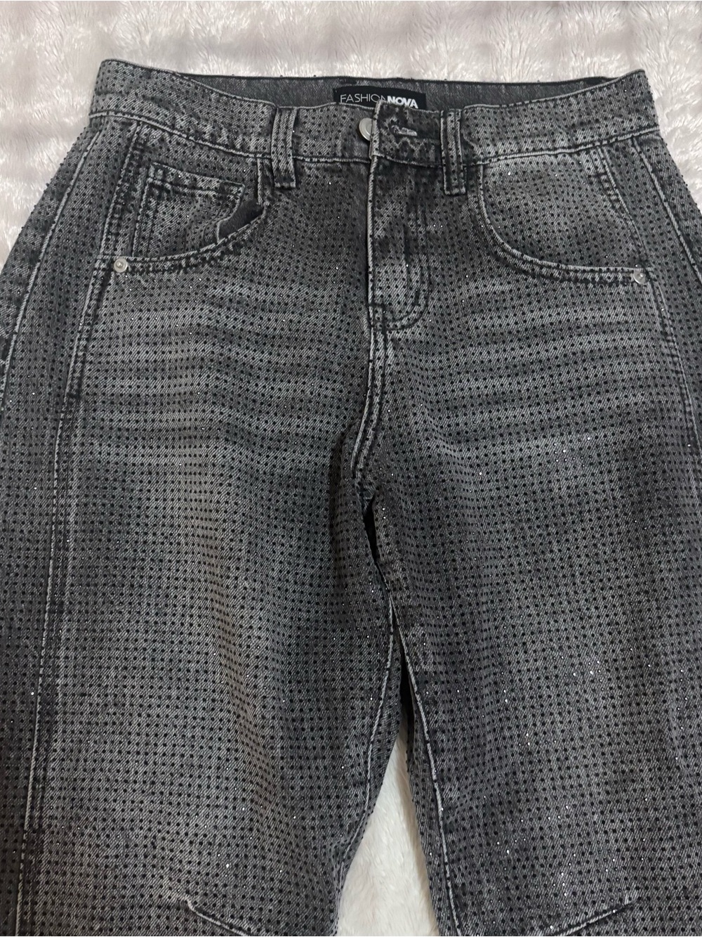 Grey Razzle Dazzle Embellished Boyfriend Jeans